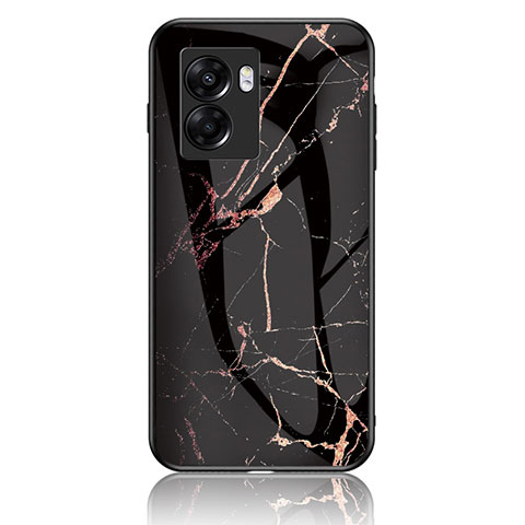 Custodia Silicone Gel Laterale Fantasia Modello Specchio Cover per Oppo K10 5G India Oro e Nero