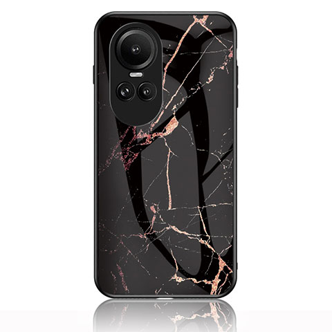 Custodia Silicone Gel Laterale Fantasia Modello Specchio Cover per Oppo Reno10 5G Oro e Nero