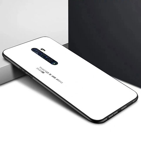 Custodia Silicone Gel Laterale Fantasia Modello Specchio Cover per Oppo Reno2 Bianco