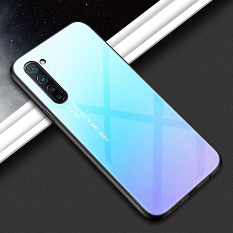 Custodia Silicone Gel Laterale Fantasia Modello Specchio Cover per Oppo Reno3 Cielo Blu