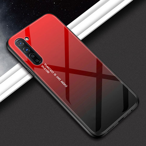 Custodia Silicone Gel Laterale Fantasia Modello Specchio Cover per Oppo Reno3 Rosso