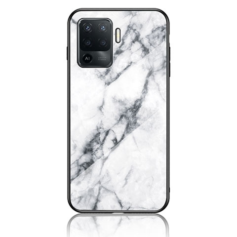 Custodia Silicone Gel Laterale Fantasia Modello Specchio Cover per Oppo Reno5 F Bianco