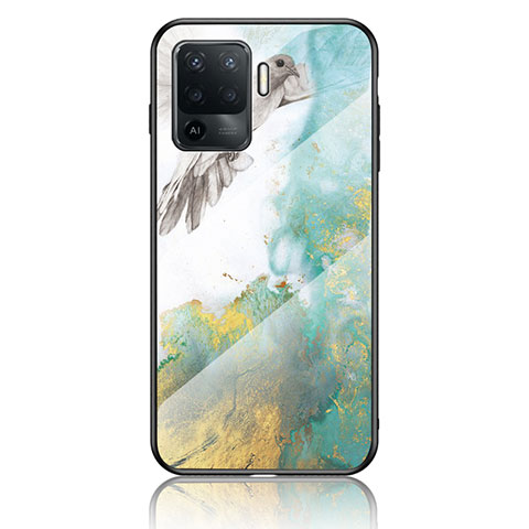 Custodia Silicone Gel Laterale Fantasia Modello Specchio Cover per Oppo Reno5 F Verde