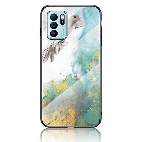 Custodia Silicone Gel Laterale Fantasia Modello Specchio Cover per Oppo Reno6 Z 5G Verde