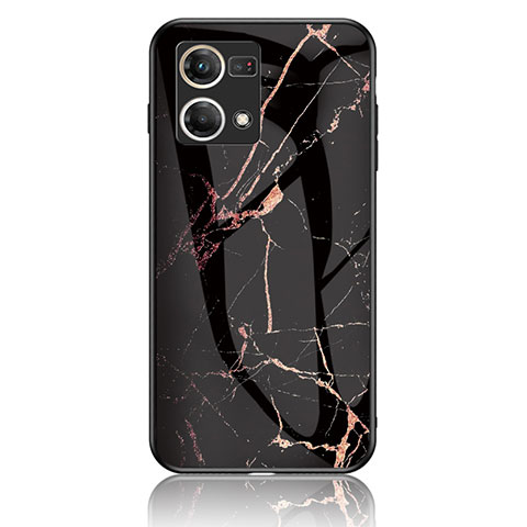 Custodia Silicone Gel Laterale Fantasia Modello Specchio Cover per Oppo Reno7 4G Oro e Nero