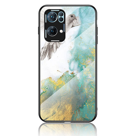 Custodia Silicone Gel Laterale Fantasia Modello Specchio Cover per Oppo Reno7 Pro 5G Verde