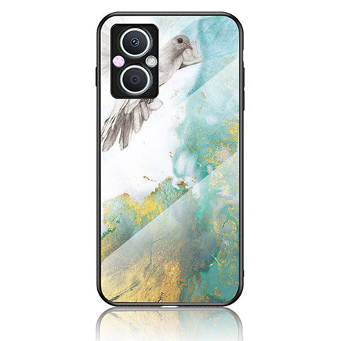 Custodia Silicone Gel Laterale Fantasia Modello Specchio Cover per Oppo Reno7 Z 5G Verde