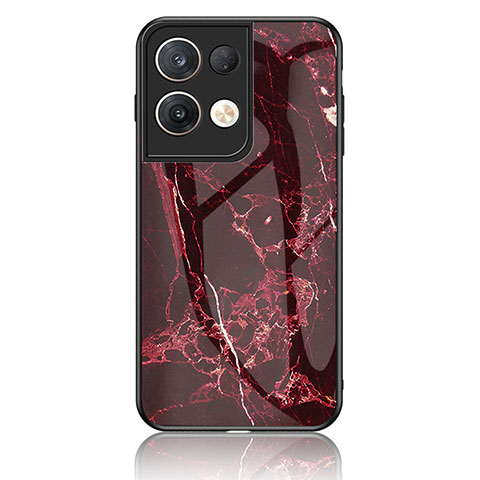 Custodia Silicone Gel Laterale Fantasia Modello Specchio Cover per Oppo Reno8 Pro 5G Rosso