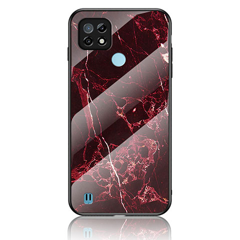 Custodia Silicone Gel Laterale Fantasia Modello Specchio Cover per Realme C21 Rosso