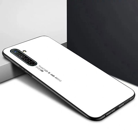 Custodia Silicone Gel Laterale Fantasia Modello Specchio Cover per Realme X2 Bianco