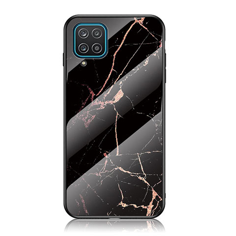 Custodia Silicone Gel Laterale Fantasia Modello Specchio Cover per Samsung Galaxy A12 Oro e Nero