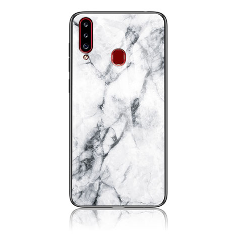 Custodia Silicone Gel Laterale Fantasia Modello Specchio Cover per Samsung Galaxy A20s Bianco