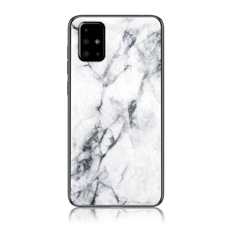 Custodia Silicone Gel Laterale Fantasia Modello Specchio Cover per Samsung Galaxy A51 5G Bianco