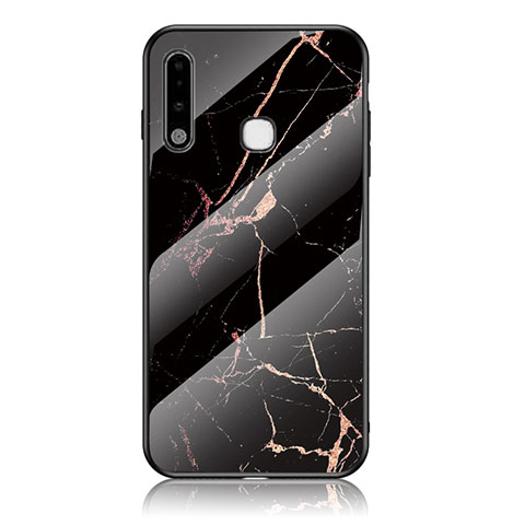 Custodia Silicone Gel Laterale Fantasia Modello Specchio Cover per Samsung Galaxy A70E Oro e Nero