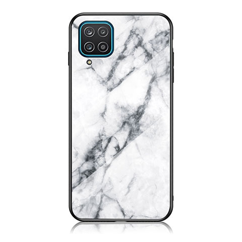 Custodia Silicone Gel Laterale Fantasia Modello Specchio Cover per Samsung Galaxy M12 Bianco