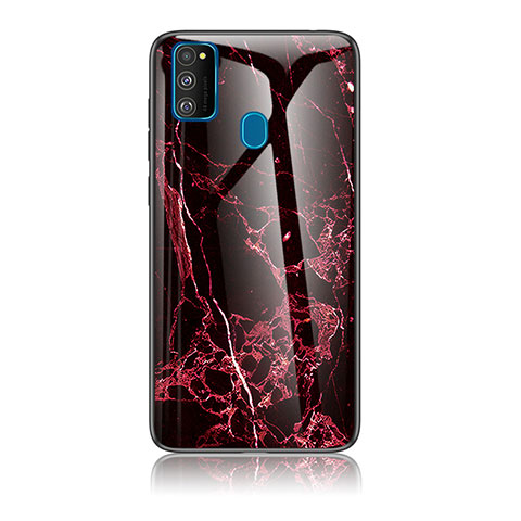 Custodia Silicone Gel Laterale Fantasia Modello Specchio Cover per Samsung Galaxy M30s Rosso