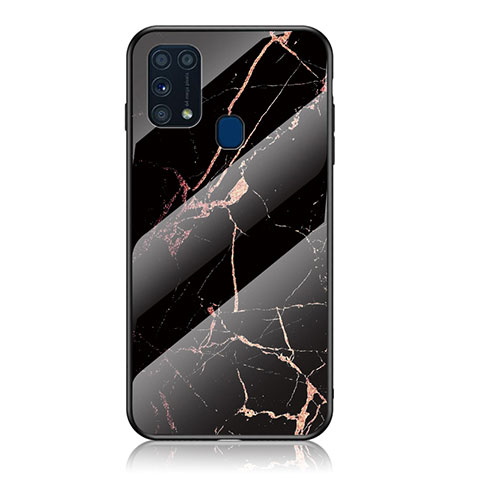 Custodia Silicone Gel Laterale Fantasia Modello Specchio Cover per Samsung Galaxy M31 Oro e Nero