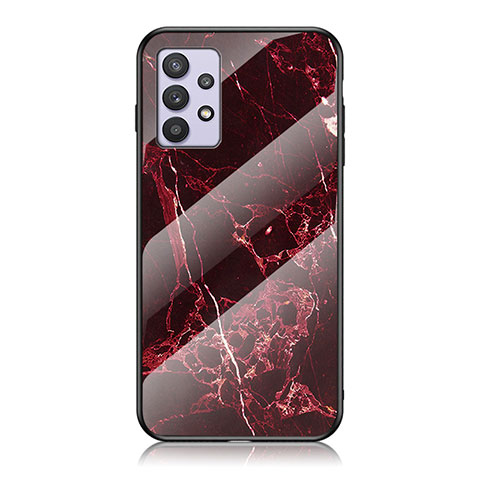 Custodia Silicone Gel Laterale Fantasia Modello Specchio Cover per Samsung Galaxy M32 5G Rosso