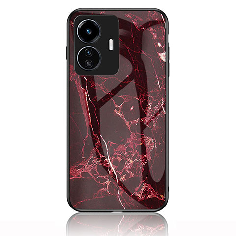 Custodia Silicone Gel Laterale Fantasia Modello Specchio Cover per Vivo iQOO Z6 Lite 5G Rosso