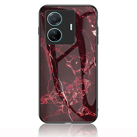 Custodia Silicone Gel Laterale Fantasia Modello Specchio Cover per Vivo T1 Pro 5G Rosso