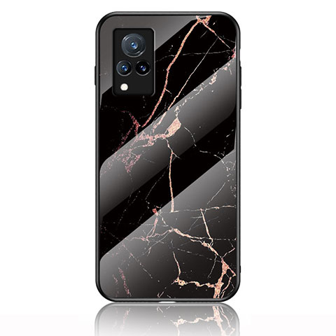 Custodia Silicone Gel Laterale Fantasia Modello Specchio Cover per Vivo V21 5G Oro e Nero