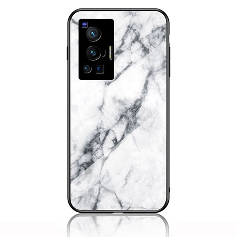 Custodia Silicone Gel Laterale Fantasia Modello Specchio Cover per Vivo X70 Pro 5G Bianco