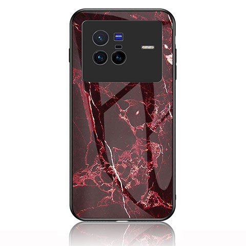 Custodia Silicone Gel Laterale Fantasia Modello Specchio Cover per Vivo X80 5G Rosso