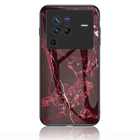 Custodia Silicone Gel Laterale Fantasia Modello Specchio Cover per Vivo X80 Pro 5G Rosso