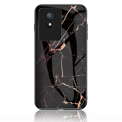 Custodia Silicone Gel Laterale Fantasia Modello Specchio Cover per Vivo Y02 Oro e Nero