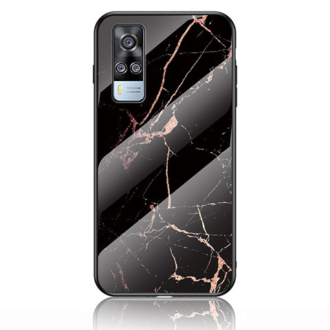 Custodia Silicone Gel Laterale Fantasia Modello Specchio Cover per Vivo Y31 (2021) Oro e Nero