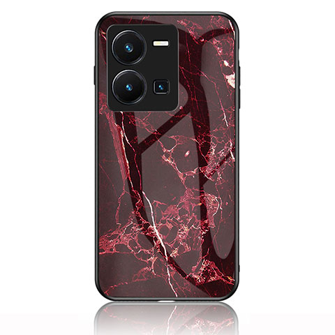 Custodia Silicone Gel Laterale Fantasia Modello Specchio Cover per Vivo Y35 4G Rosso