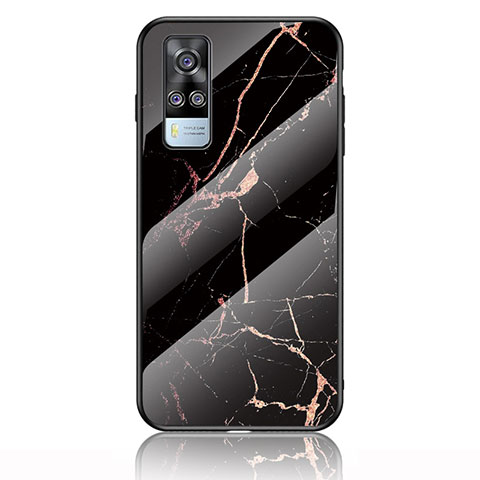 Custodia Silicone Gel Laterale Fantasia Modello Specchio Cover per Vivo Y51A Oro e Nero