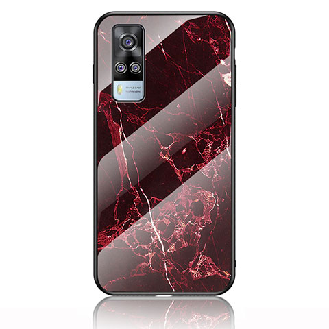 Custodia Silicone Gel Laterale Fantasia Modello Specchio Cover per Vivo Y51A Rosso