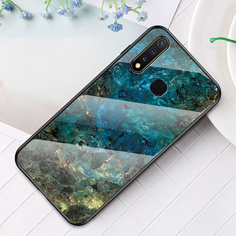 Custodia Silicone Gel Laterale Fantasia Modello Specchio Cover per Vivo Y5s Blu