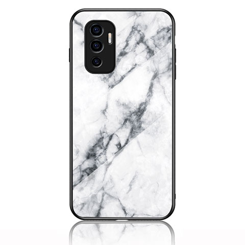 Custodia Silicone Gel Laterale Fantasia Modello Specchio Cover per Vivo Y75 4G Bianco