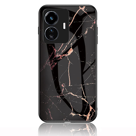 Custodia Silicone Gel Laterale Fantasia Modello Specchio Cover per Vivo Y77 5G Oro e Nero