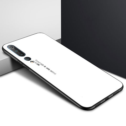 Custodia Silicone Gel Laterale Fantasia Modello Specchio Cover per Xiaomi Mi 10 Pro Bianco