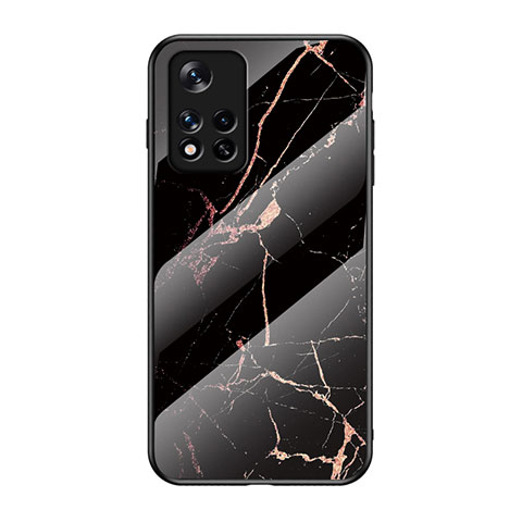 Custodia Silicone Gel Laterale Fantasia Modello Specchio Cover per Xiaomi Poco M4 Pro 5G Oro e Nero