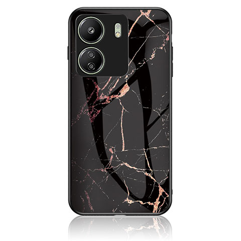 Custodia Silicone Gel Laterale Fantasia Modello Specchio Cover per Xiaomi Redmi 13C Oro e Nero