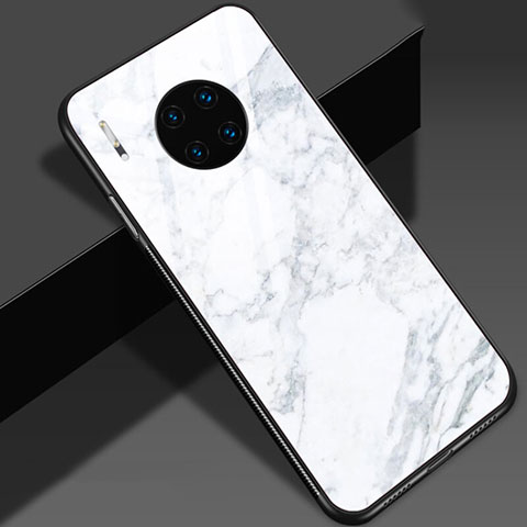 Custodia Silicone Gel Laterale Fantasia Modello Specchio Cover S01 per Huawei Mate 30 Bianco