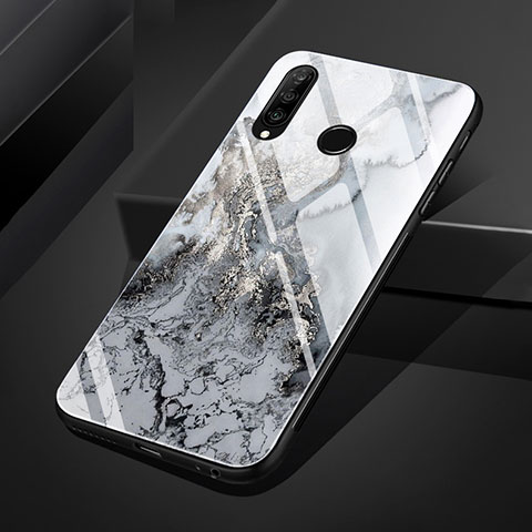 Custodia Silicone Gel Laterale Fantasia Modello Specchio Cover S01 per Huawei P30 Lite Grigio