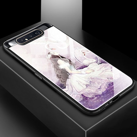 Custodia Silicone Gel Laterale Fantasia Modello Specchio Cover S01 per Samsung Galaxy A90 4G Viola