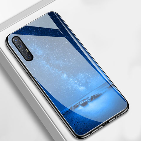 Custodia Silicone Gel Laterale Fantasia Modello Specchio Cover S02 per Oppo Reno3 Pro Blu