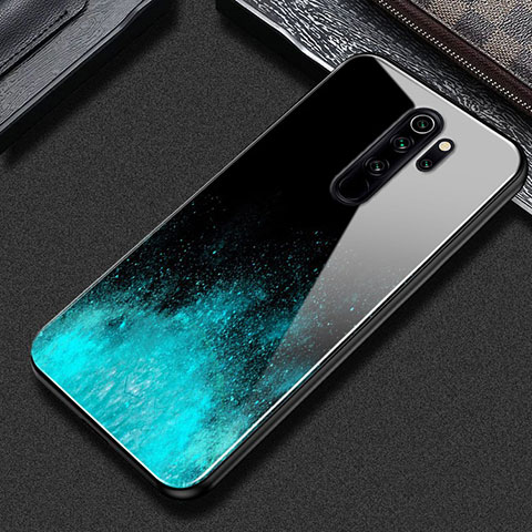 Custodia Silicone Gel Laterale Fantasia Modello Specchio Cover S02 per Xiaomi Redmi Note 8 Pro Ciano