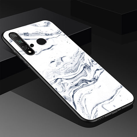 Custodia Silicone Gel Laterale Fantasia Modello Specchio Cover S03 per Huawei P20 Lite (2019) Bianco