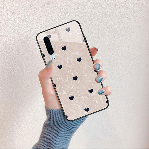 Custodia Silicone Gel Laterale Fantasia Modello Specchio Cover S04 per Huawei P30 Nero