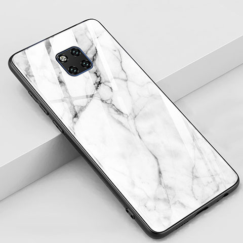 Custodia Silicone Gel Laterale Fantasia Modello Specchio Cover Z02 per Huawei Mate 20 Pro Bianco