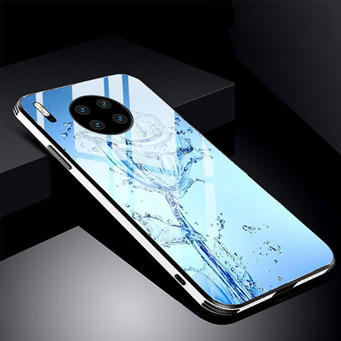 Custodia Silicone Gel Laterale Fiori Specchio Cover C01 per Huawei Mate 30 5G Cielo Blu