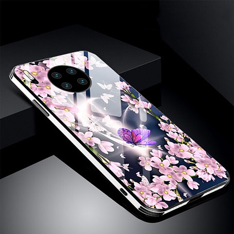 Custodia Silicone Gel Laterale Fiori Specchio Cover C01 per Huawei Mate 30E Pro 5G Rosa