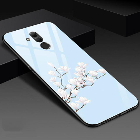 Custodia Silicone Gel Laterale Fiori Specchio Cover H02 per Huawei Mate 20 Lite Cielo Blu